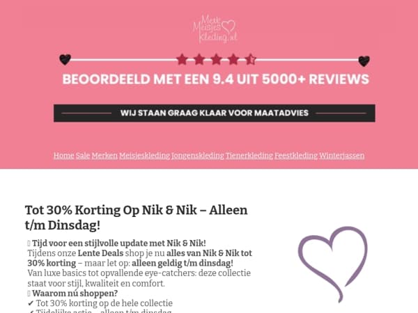 🌸 Lente deal: Tot 30% korting op Nik & Nik!
