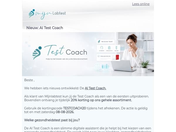 Nieuw: ontdek jouw passende test met 20% korting