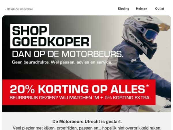 Beursdeal gezien? MKC Moto matcht + 5% extra korting