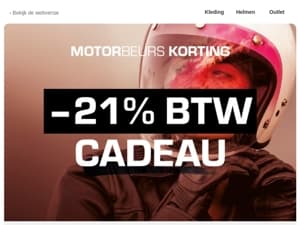 21% BTW cadeau in alle Nederlandse MKC Moto winkels én online