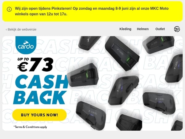 Ontvang tot €73 cashback op Cardo!