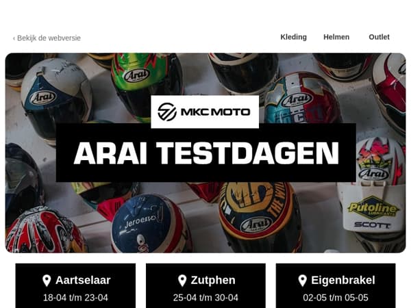 🏍️ De Arai Testdagen zijn terug bij MKC Moto!