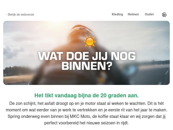 Bijna 20°C. Wat doe jij nog binnen?