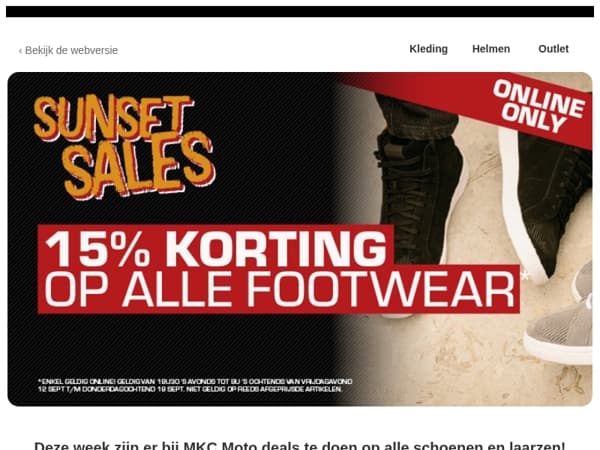 Online only: -15% op alle FOOTWEAR!