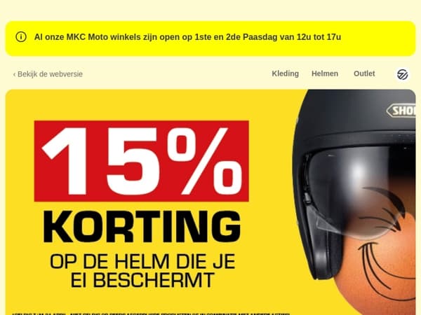 Profiteer van 15% korting op jouw helm!