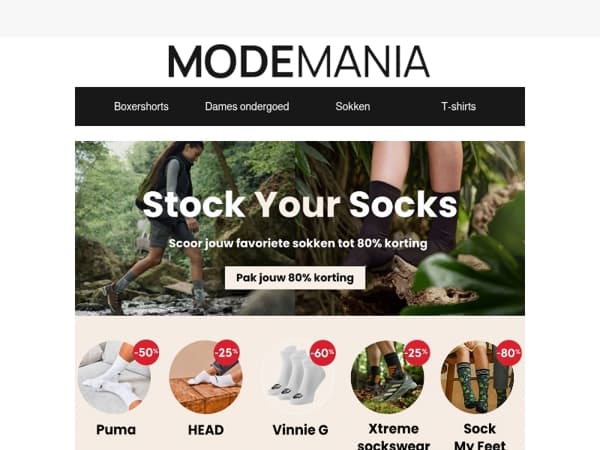 Tot 80% korting op sokken 🖤 Tijdens Stock your Socks!