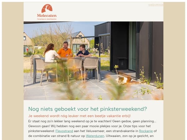 Pinksterweekend weg? • Welkom bij Molecaten