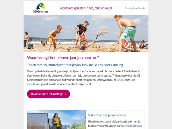 Nog maar 8 dagen 15% korting • Boek je vakantie!