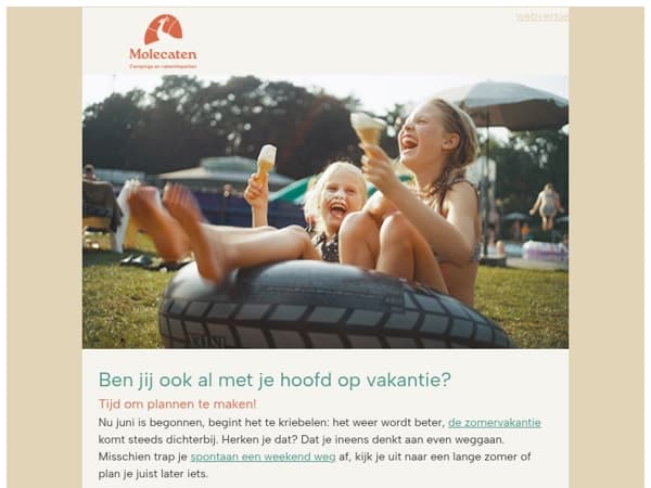 Ben jij ook al met je hoofd op vakantie? • Welkom bij Molecaten