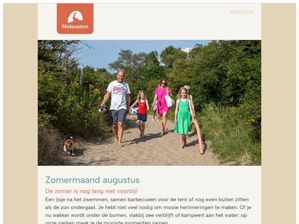 Vakantie in augustus • Welkom bij Molecaten