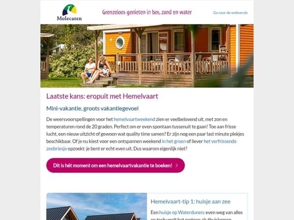 Last minute hemelvaartweekend • Welkom bij Molecaten