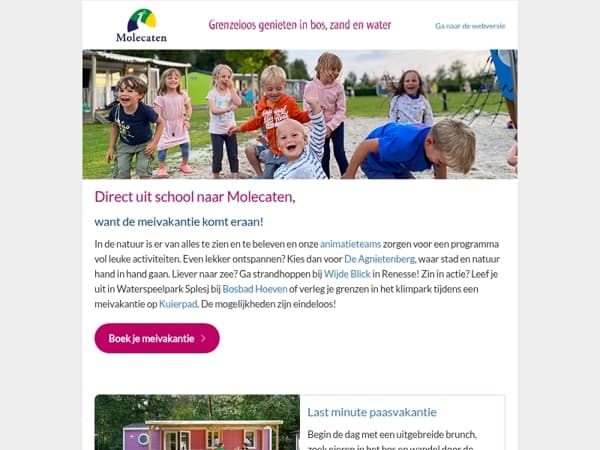 Last minute meivakantie • Welkom bij Molecaten