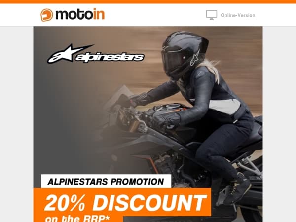 Until tomorrow: Exclusive 20% discount on Alpinestars