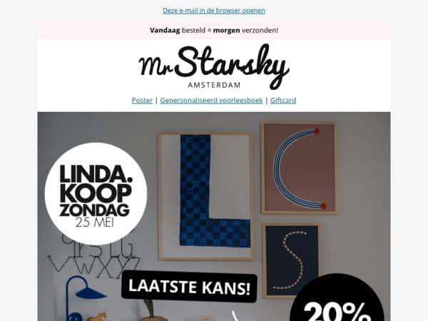 ⏳ LAATSTE KANS: tijdens LINDA.koopzondag 20% korting op alles, tot vanavond 23:59u!
