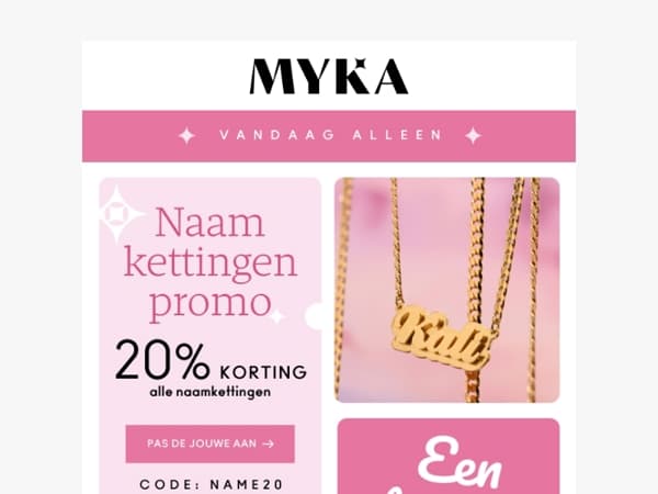 20% Korting op Naamkettingen VANDAAG