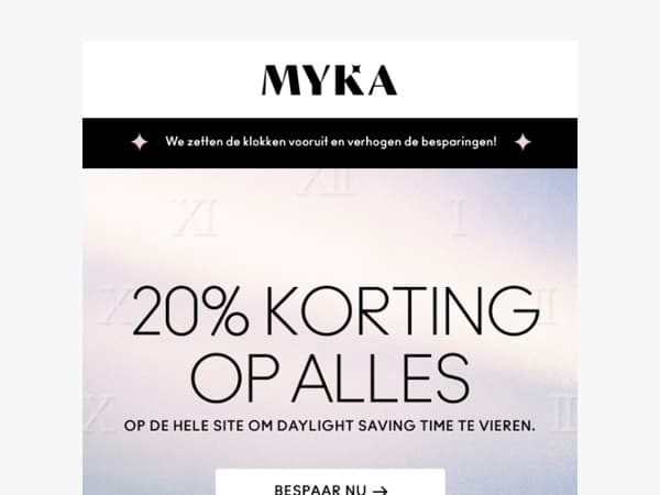 ⏰ Zomertijd = Grote Besparingen! 20% Korting Het Hele Weekend!
