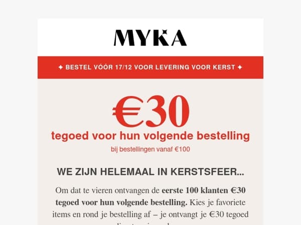 🎁 €30 voor je volgende bestelling