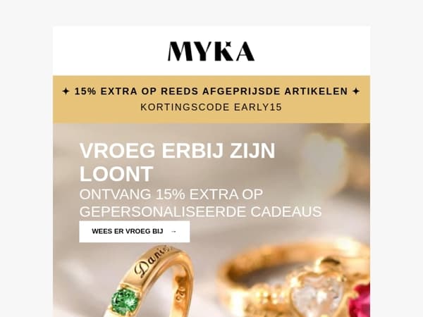 🕒 Shop vroeg met 15% extra korting