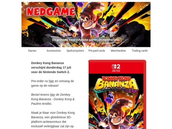 DEZE WEEK: Donkey Kong Bananza / Pokemon Legends Z-A pre-order met gratis Pokemon Pinset