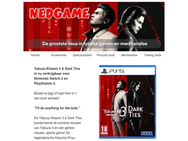 NU VERKRIJGBAAR: Yakuza Kiwami 3 & Dark Ties / Veel nieuwe Game Merchandise