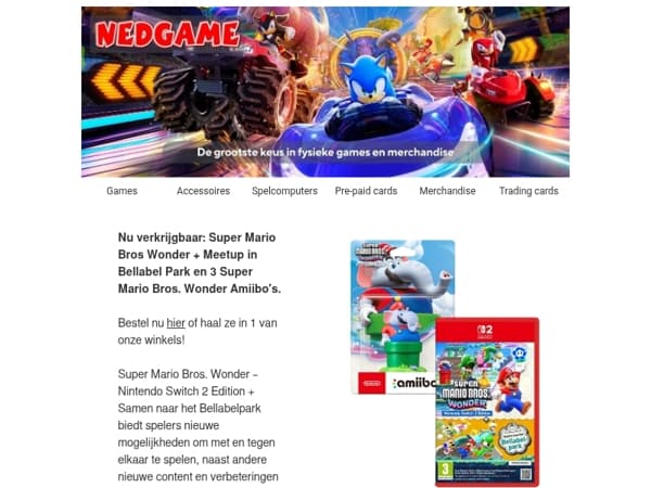 Super Mario Bros Wonder + Meetup in Bellabel Park​ + 3 Super Mario Bros. Wonder Amiibo's / Pre-order SAROS en maak kans op 1 van de 10 merchandise pakketten!