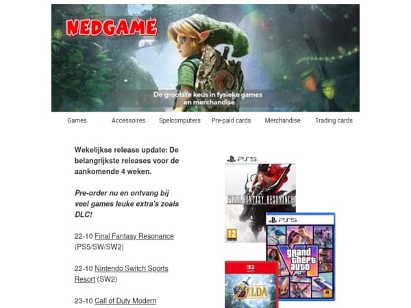 Bekijk de pre-orders voor de komende 4 weken / Pre-order nu Nintendo Switch Sports Resort