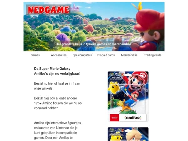 Super Mario Galaxy​ Amiibo's zijn nu verkrijgbaar / Grote game kleding SALE