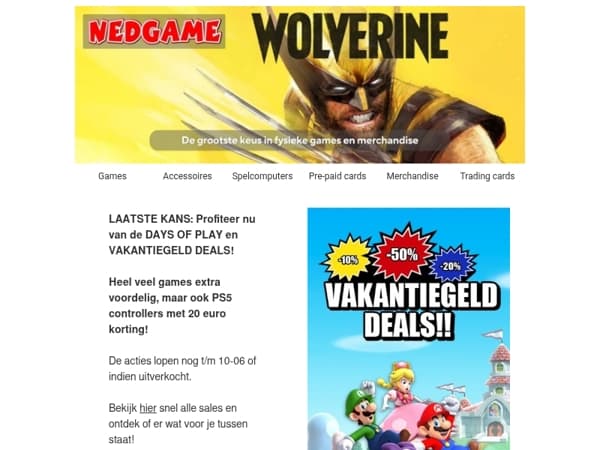 Laate kans: VAKANTIEGELD en DAYS OF PLAY Deals / Tomodachi Life nu weer op voorraad!