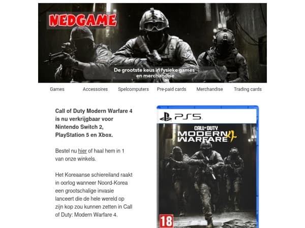 NU VERKRIJGBAAR: Call of Duty Modern Warfare 4 / Nintendo Switch Sports Resort