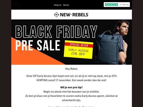 25% korting start op 17 november. Schrijf je nu in.