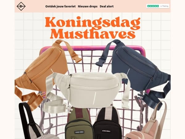 Koningsdag ready? 🧡👑 Tot 50% op jouw festival bag