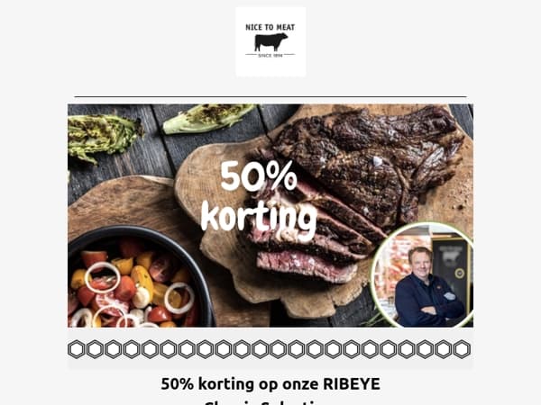 🥩Alleen vandaag: 50% korting op onze Classic Label Ribeye. Vul je vriezer!
