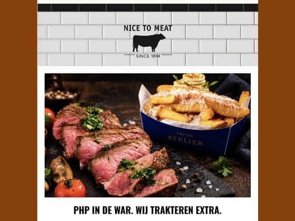 PHP in de war. Voucher 10 euro én een gratis biefstuk actie verlengd 🔥