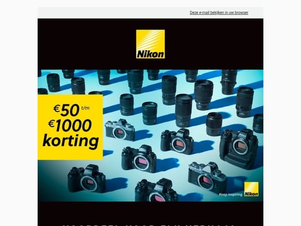 Profiteer van speciale aanbiedingen op Nikon-camera’s en objectieven.