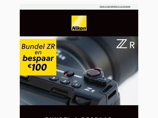 Bundel & Bespaar: €100 korting op Nikon ZR + NIKKOR Z