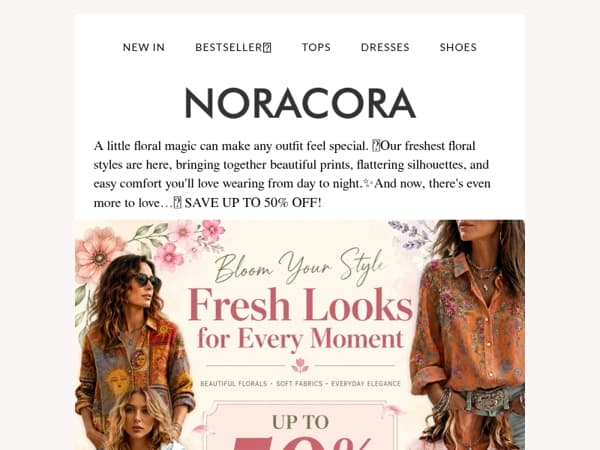 🌸 Fresh Florals – Chic Prints You'll Love, Up to 50% OFF! ✨