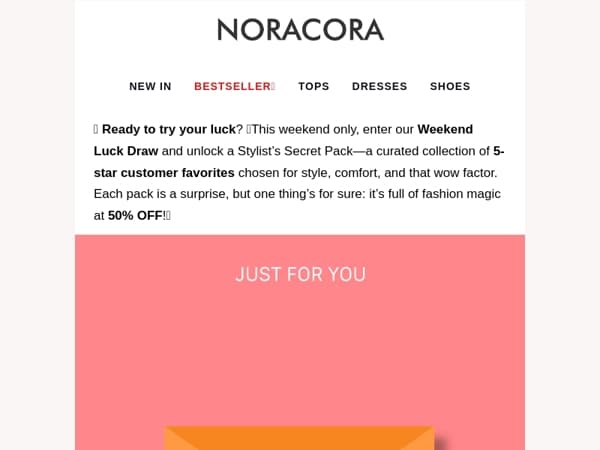 🍀Weekend Luck Draw Is Here – Grab a Stylist's Secret Pack Full of 5-Star Looks at 50% OFF!🎉