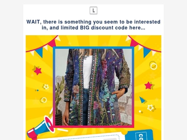 WAIT, there is something you seem to be interested in, and limited BIG discount code here...