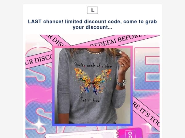 LAST chance! limited discount code, come to grab your discount...