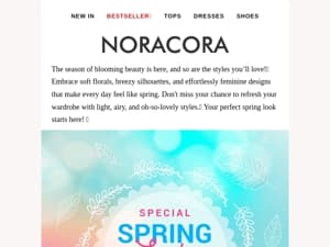 🌷Fresh, Feminine, and Floral – Step Into the Season with Up to 50% OFF!💌