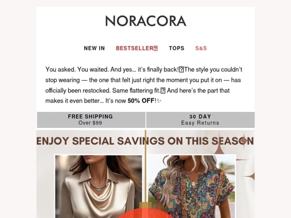 ✨ Good News! The Style You Loved Is Back in Stock — Now 50% OFF!💫