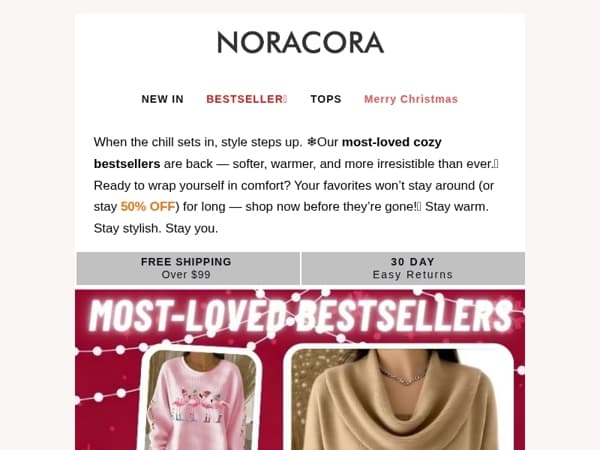 ✨Cold Days, Hot Deals – Cozy Bestsellers Are Back at 50% OFF!👑