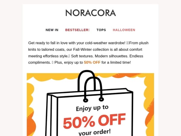 🥳Fresh Styles for Cozy Days – Top Fall-Winter Must-Haves Are Here! ✨ Up to 50% OFF!