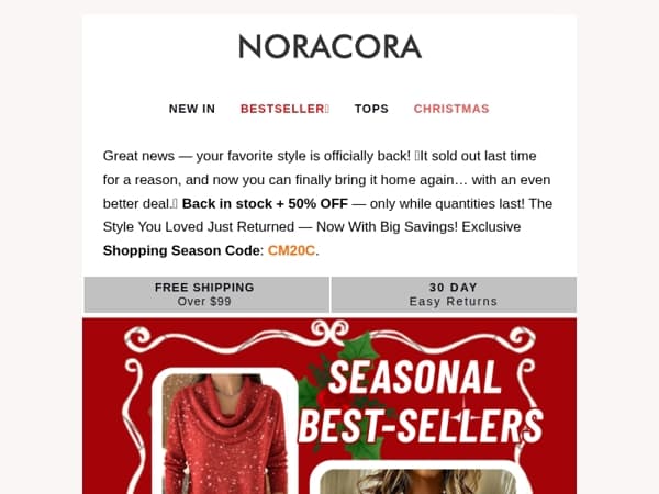 ✨ Good News! The Style You Loved Is Back in Stock — Now 50% OFF!💫