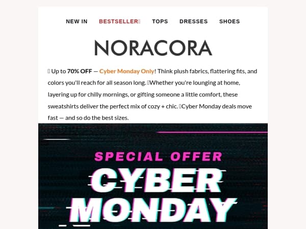 ✨ Your Cyber Monday Cozy Upgrade: New Sweatshirts! Up to 70% off!🧡