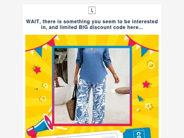 WAIT, there is something you seem to be interested in, and limited BIG discount code here...