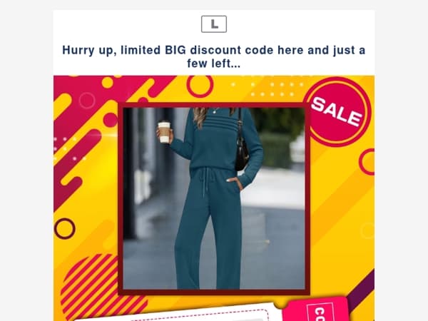 Hurry up, limited BIG discount code here and just a few left...
