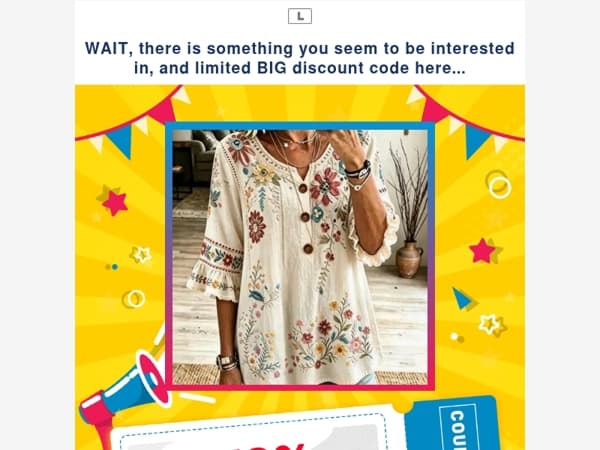 WAIT, there is something you seem to be interested in, and limited BIG discount code here...