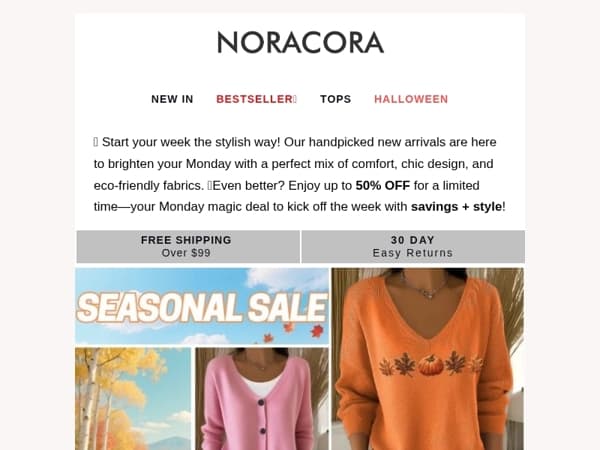 💫 Monday Magic: New Week, New Looks – Up to 50% OFF! ✨