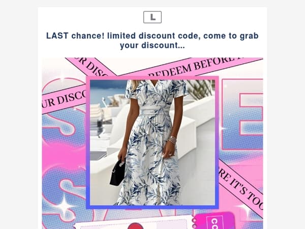 LAST chance! limited discount code, come to grab your discount...
